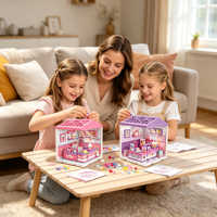 Kit de Montaje de Mini Casa DIY, Miniatura de Tienda, Modelo de Escena en Miniatura, Juguete de Construcción de Tienda de Repostería, Helados, Café y Hamburguesas para Niños