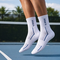 Chaussettes de sport en coton pour le tennis, avec logo, pour hommes, chaussettes de basketball respirantes en mesh, anti-humidité, chaussettes de sport personnalisées