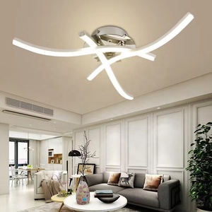 Modern Simple LED Four-Wave <strong>Ceiling</strong> <strong>Lights</strong> for Living Room Bedroom Wave-Shaped Luminaires Iron Base Acrylic AC for Hotels - Product Image 2