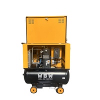 Compresseur d'air à vis portable monophasé 220V à faible bruit 5,5 kW 7,5 CV, moteur sans huile, PLC intégré, réservoir d'air 120L, pompe à air