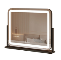 Miroir de maquillage LED pour chambre à coucher avec 3 couleurs de lumière, commande tactile, miroir de table réglable pour coiffeuse
