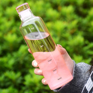 Botella de agua de vidrio con escala de tiempo, 500 ml, gran capacidad, con marcador de tiempo, portátil, para estudiantes y uso en la oficina - Product Image 4