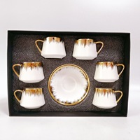 Ensemble de tasses et soucoupes en céramique personnalisées, porcelaine de luxe Phnom Penh, ensemble de tasses à café turc électro-plaqué pour cappuccino et thé