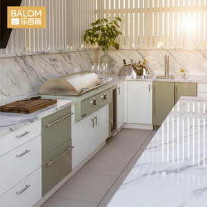 Gabinetes de Cocina Exteriores Personalizados BALOM, Diseño Moderno, Gabinetes de Cocina Modulares de Acero Inoxidable de Lujo, Impermeables, con Isla - Product Image 1