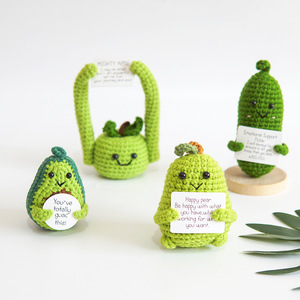 Meilleure vente transfrontalière : Ensemble de poupées en coton tricoté avec expressions amusantes (Pomme de terre, Concombre, Œuf) et pendentifs, pour <span class=keywords><strong>l</strong></span>'énergie positive - Product Image 1