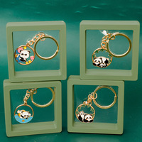 Porte-clés en métal émaillé Panda de dessin animé, pendentif en alliage de zinc, breloque de sac, cadeau souvenir