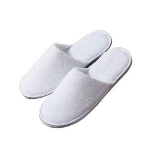 Pantoufles jetables en coton éponge blanches, lavables, personnalisables avec logo, pour hôtels, spas et invités – Vente en gros, luxe à prix abordable - Product Image 4