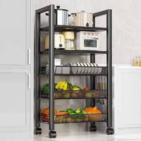 Chariot de rangement métallique multi-niveaux rotatif pour cuisine, étagère épaissie pour fruits et légumes, idéal pour salon et salle de bain