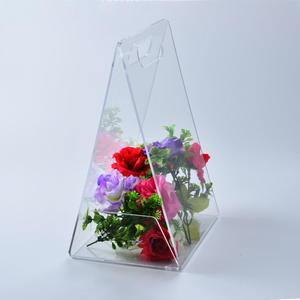 Mode Portable Transparent Acrylique Triangle Fleur Boîte Main Valise Sacs avec Poignée - Product Image 2