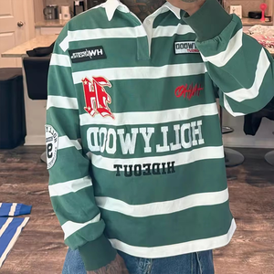 Maglia Rugby personalizzata da uomo 250 Gsm manica lunga per <span class=keywords><strong>Polo</strong></span> <span class=keywords><strong>con</strong></span> ricamo serigrafia T-Shirt a righe squadrate - Product Image 5