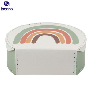 Rainbow Printed Paper Luggage, Children's Storage <b>Box</b> with Handle, Retro Decoration, Portable Gift Packaging <b>Box</b> - Product Image 3
