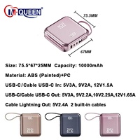 Batterie externe OEM à charge rapide PD 10000mAh Li-Polymère, ultra-fine, portable, avec câble USB-C/Micro USB, 22.5W, écran LED