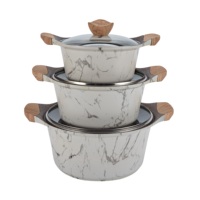 Batterie de cuisine de haute qualité revêtement antiadhésif en marbre de granit marmite à soupe en aluminium moulé sous pression avec couvercle