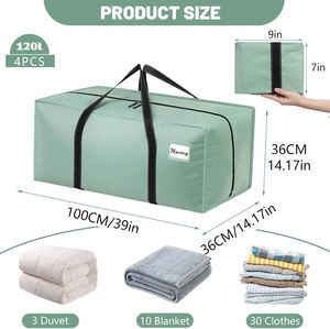 Bolsas de Almacenamiento de Ropa Resistentes, Ecológicas, Multifuncionales e Impermeables con Cierres para Mudanzas, Campamentos y Viajes - Azul Claro - Product Image 3