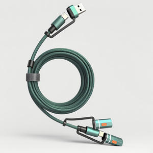 Cable de Datos Multifuncional 4 en 1 de Nailon Trenzado Tipo-C Verde de 1.2m y 100W con Carga Rápida para Android, para Uso en Exteriores - Product Image 1