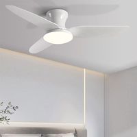 Ventilateur de plafond à profil bas de 52 pouces avec lumière, 3 pales en bois de chêne naturel, finition blanche, montage encastré, moteur DC silencieux, LED, chambre à coucher, salon