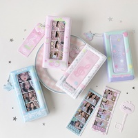 Dompet Kartu Kredit PVC Empat Sekat Motif Pita Sederhana, Aksesoris Idol, Tas Plastik Promosi untuk Wanita