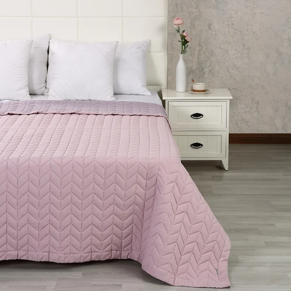 Custom Solid Color Quilted Bed Spread Ultrasonic Bedspread Microfiber Bed Quilt