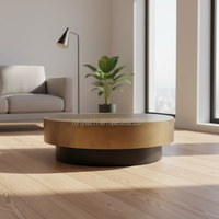 Table basse ronde rotative de luxe moderne pour la maison, table à thé rétractable simple pour appartement ou salon