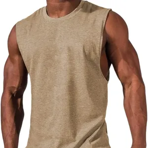 Racer Back Singlet Men's Gym Top Sleeveless Loose Sports Vest Cotton Running Sportswear Fitness Workout Casual Mens Tank Tops