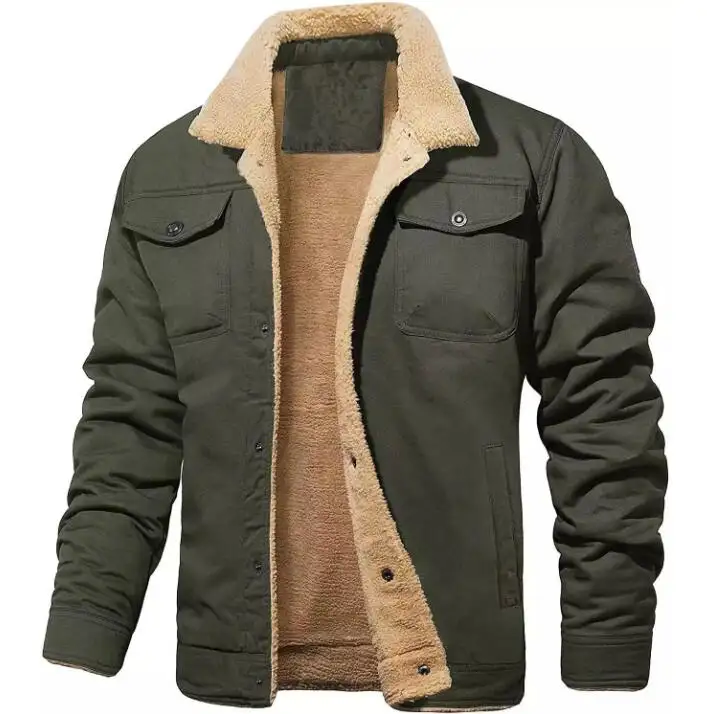 Vente en gros Veste en fourrure cargo décontractée en coton pour homme Vestes épaisses en polaire Nouveau manteau d'hiver chaud pour homme