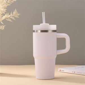 Car Handle Travel <b>Mug</b> 14oz Tumbler Vacuum Insulated Double Wall Stainless Steel Lid Straw Non-Slip - Product Image 3