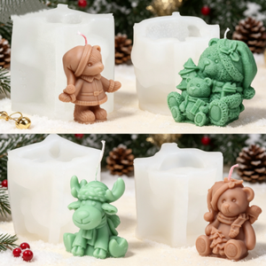 Stampo in Silicone per Candele a Forma di Orso Natalizio e Renna, Stampo 3D per Resina, Sapone e Cera a Forma di Babbo Natale, <span class=keywords><strong>Orsetto</strong></span>, Alce, <span class=keywords><strong>Decorazione</strong></span> Natalizia Fai-da-Te - Product Image 1