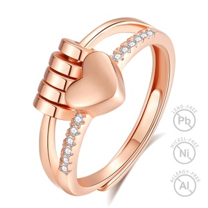 Meilleur cadeau de Noël Bijoux fins Bague <span class=keywords><strong>anti</strong></span>-anxiété Fidget en argent sterling 925 plaqué or rose pour femmes - Product Image 1