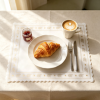 Napperon rectangulaire en papier semi-transparent imprimé feuilles dorées festonnées, absorbant l'huile alimentaire, pour table de desserts occidentaux