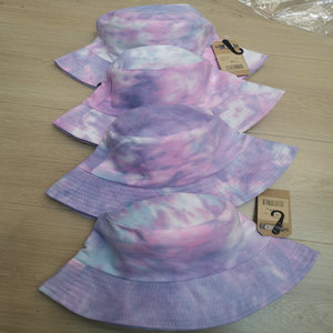 Pink <b>purple</b> gradient tie dye bucket <b>hat</b> lightweight cotton sun <b>hat</b> foldable reversible for vacation street festival use - Product Image 3