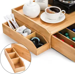 เป็นมิตรกับสิ่งแวดล้อมไม้ไผ่สถานีกาแฟOrganizerสําหรับOffice Teabag OrganizationสําหรับHomeเคาน์เตอร์K Cup Organizationถาดกล่อง