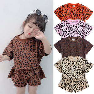 Summer Girls Casual Clothing Set <b>Children's</b> Leopard Tops + Shorts 2 Pcs Clothing Set - Product Image 1