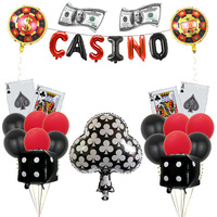 Ensemble de décoration de fête d'anniversaire sur le thème du casino avec des ballons de style Las Vegas à motifs de dollars pour la fête des pères sur le thème du poker