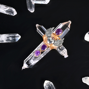 Croix en quartz naturel à faire soi-même, croix en cristal de quartz clair pour la guérison - Product Image 2