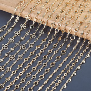 Chaîne DIY C164 1m/lot, conforme REACH, sans nickel, plaqué or 18 carats, cuivre, breloque, pour la fabrication de bijoux (bracelet, collier) - Product Image 1