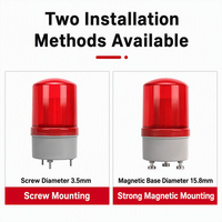 Luz de Señalización Intermitente LED Roja Pequeña de 12V/24V/220V con Alarma Sonora, IP65, Luces Indicadoras de Plástico para Equipos Mecánicos