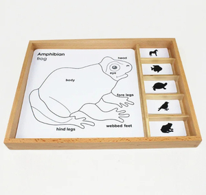 Montessori การเรียนการสอน<span class=keywords><strong>ภาษา</strong></span>ของเด็กอนุบาล Montessori ของเล่นไม้ Montessori แผ่นสัตว์จิ๊กซอว์สามส่วน - Product Image 1