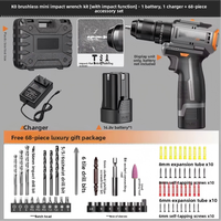 Perceuse électrique sans balais, perceuse à percussion rechargeable à double vitesse, perceuse sans fil au lithium-ion, mini perceuse pistolet multifonctionnelle de qualité