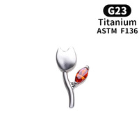 Anting-anting tusuk bunga kristal titanium Getta F136, ulir dalam, untuk tulang rawan telinga, unisex, anak-anak, desain sederhana nan indah, DIY