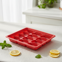 Barquette alimentaire jetable rouge et noire anti-fuite avec couvercle de qualité alimentaire, conteneur en plastique empilable pour les repas à emporter des restaurants