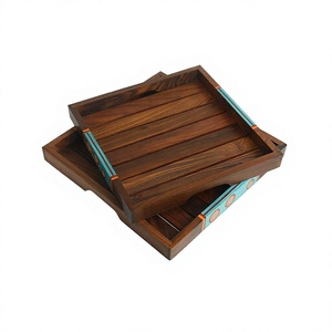 Plateau en bois léger fait main Royal Artisan Charm avec deux poignées, idéal pour les cérémonies de mariage et le rangement - Product Image 1