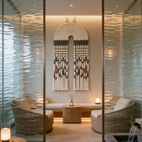 Décoration tissée en forme d'arche, boule en macramé avec pompon suspendu pour les couloirs d'hôtels rustiques et boutiques