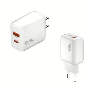 อะแดปเตอร์ชาร์จไฟแบบติดผนัง รุ่นใหม่ ปี 2025 สำหรับ EU US UK ชนิด Type C กำลังไฟ 38W USB QC3.0 พร้อมหัวชาร์จ PD 20W สำหรับ iPhone 15 16 Pro Max Plus - Product Image 1