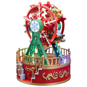 Vente directe d'usine décorations de noël faites à la main noël lumière LED grande roue boîte à musique artisanat en plastique créatif ornements - Product Image 1