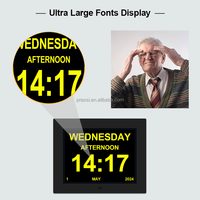 Jam Kalender Digital 8 inci untuk Lansia, Kalender Digital dengan Huruf Besar, Analog Digital, DST Otomatis, Alarm Khusus, Pengingat Obat