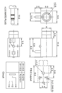 Connettore <span class=keywords><strong>Jack</strong></span> Audio Femmina PJ210 2.5mm per <span class=keywords><strong>Cuffie</strong></span>, PJ-210 3/4 Pin DIP PCB, <span class=keywords><strong>Jack</strong></span> DC 4/5MM - Product Image 5