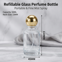 Flacon de parfum rechargeable en verre transparent de 30 ml, 50 ml, 100 ml, flacon vide avec bouchon rond pour le stockage de parfum