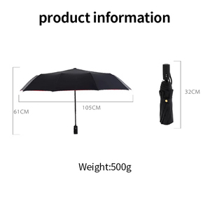 Paraguas Plegable de 3 Pliegues, Totalmente Automático, Resistente al Viento, de Nylon Negro, Protección Solar y Contra la Lluvia, para Viajes - Product Image 5