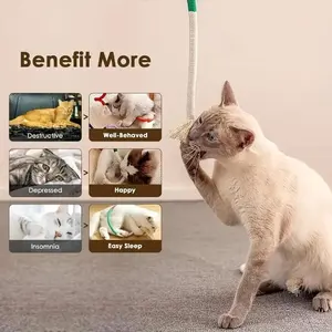 Juguetes interactivos para gatos: juguetes de cuerda de algodón para molares, juguete de hierba plateada para estimular a los gatos, juguete para limpiar la boca, accesorios para el juego de gatitos y mascotas. - Product Image 3