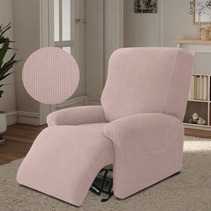 ชุดผ้าคลุมโซฟาปรับเอนแบบยืดได้ 4 ชิ้น สีพื้นเรียบ ไม่ลื่น ยืดหยุ่น คลุมทั้งตัว เก้าอี้นั่งเล่น ผ้าแจ็คการ์ด ซักได้ - Product Image 4